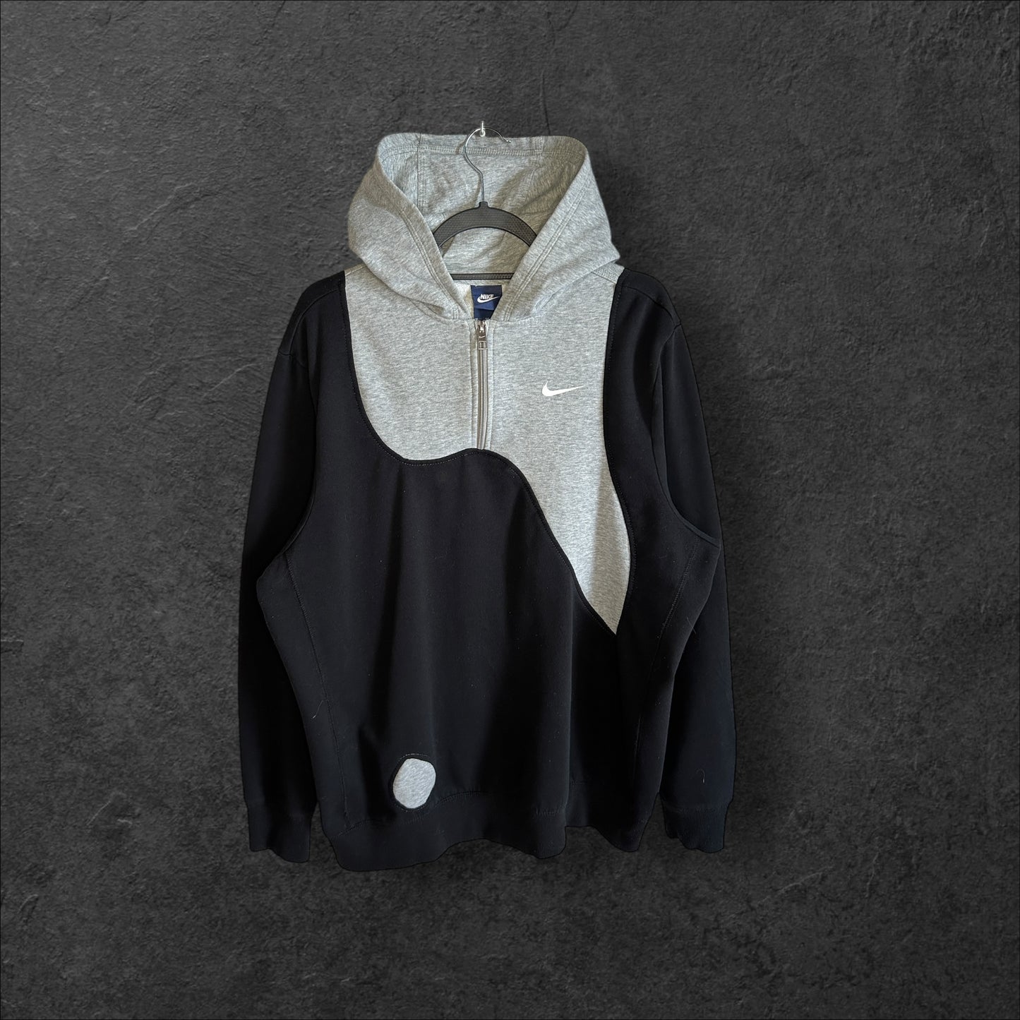 Reworked Nike Hoodie Gray & Black Design