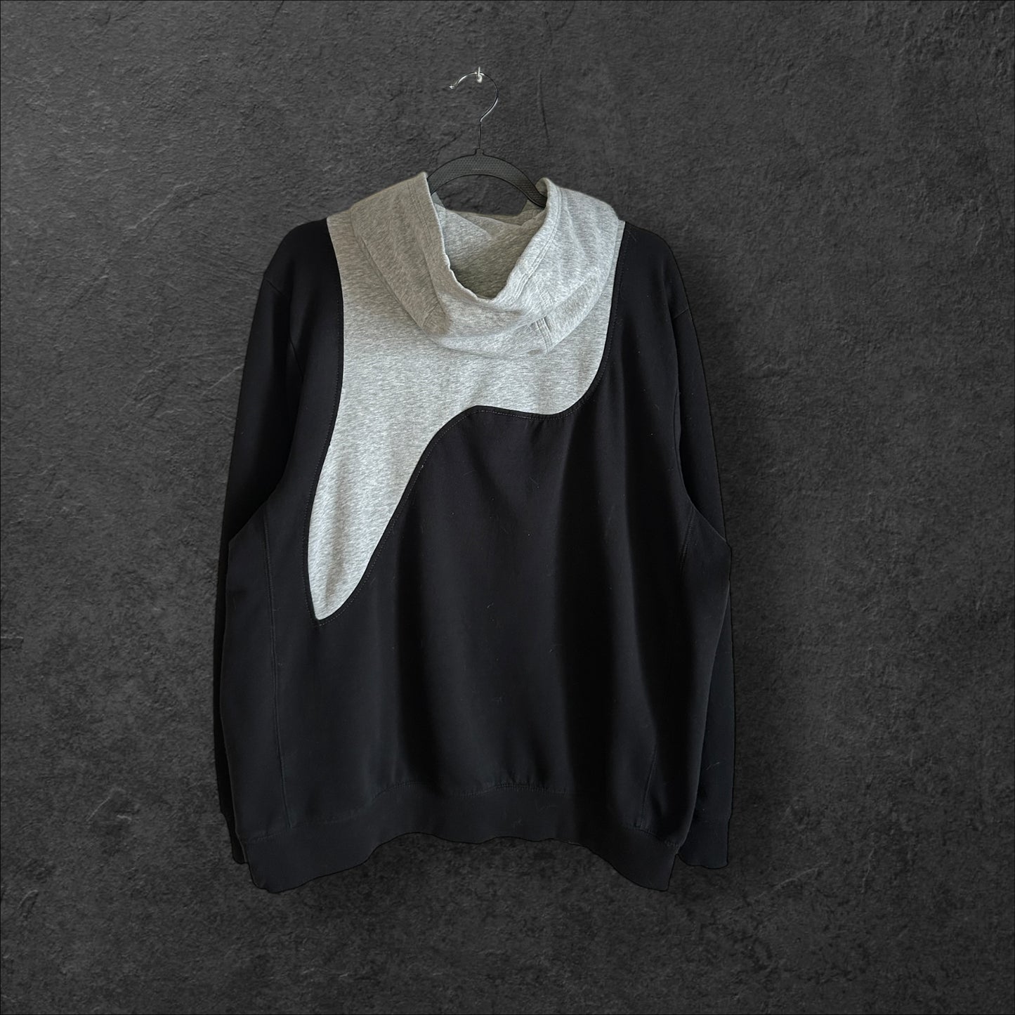 Reworked Nike Hoodie Gray & Black Design