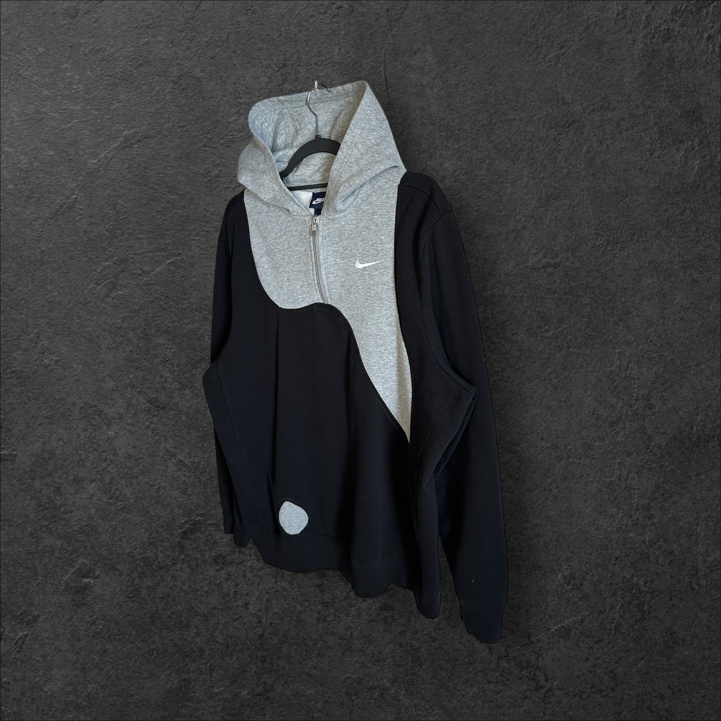 Reworked Nike Hoodie Gray & Black Design