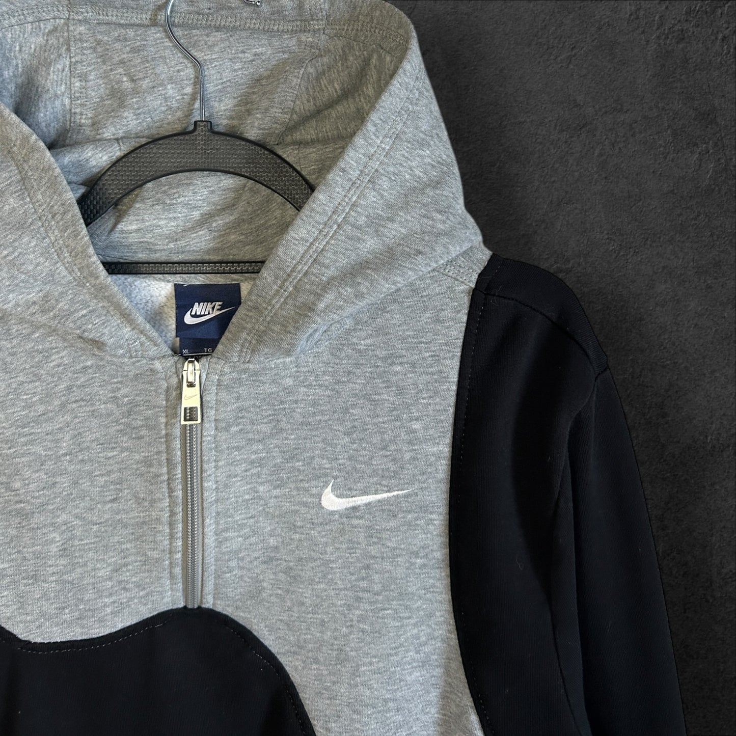 Reworked Nike Hoodie Gray & Black Design